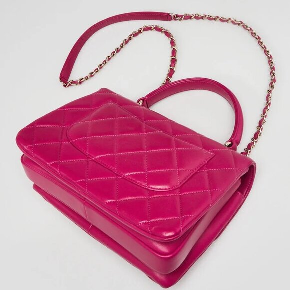 Chanel Fuchsia Quilted Lambskin Leather Small Trendy Bag - Picture 2 of 12